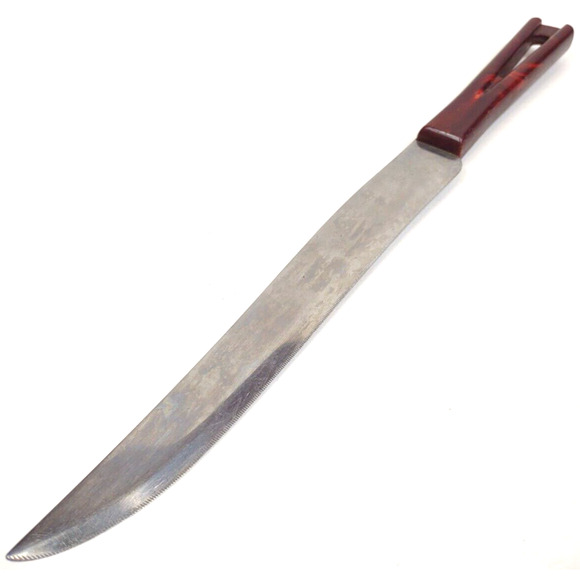 Vintage Bakelite Stanhome Stainless 12" Serrated Knife Hole Cutout Handle MCM - Picture 4 of 6